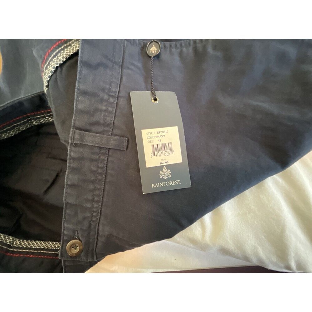 New Rainforest Men's NAVY BLUE Comfort Stretch FF Shorts, 9" Size 42 - Picture 9 of 10